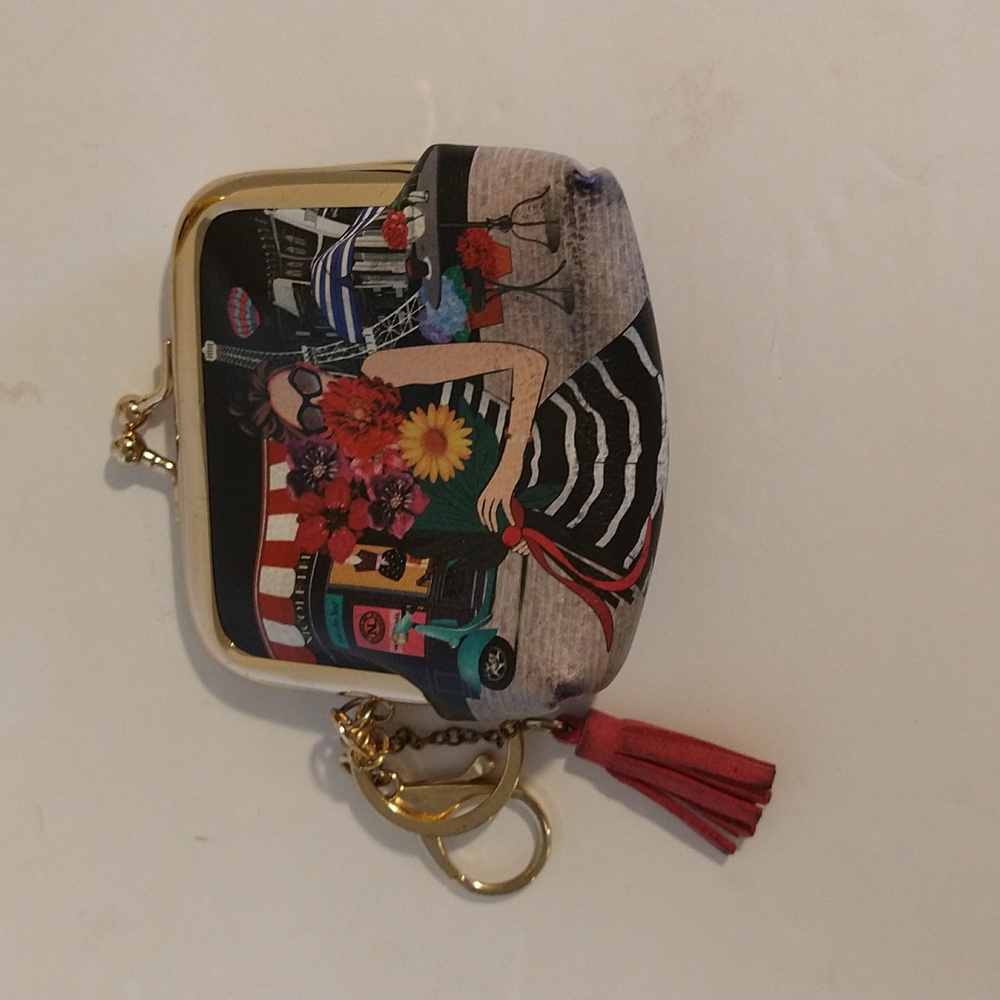 EUC. Nicole Lee a day in Paris many coin purse keychain.